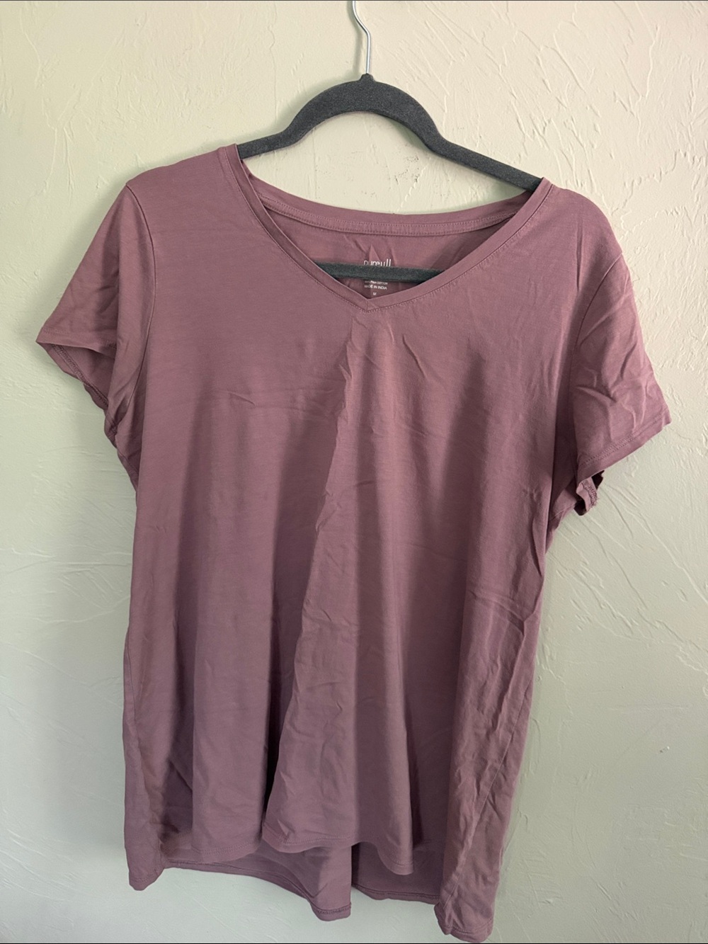 J Jill Purejill 100% Puma cotton Women's V-Neck Short Sleeve Tunic Top - Mauve